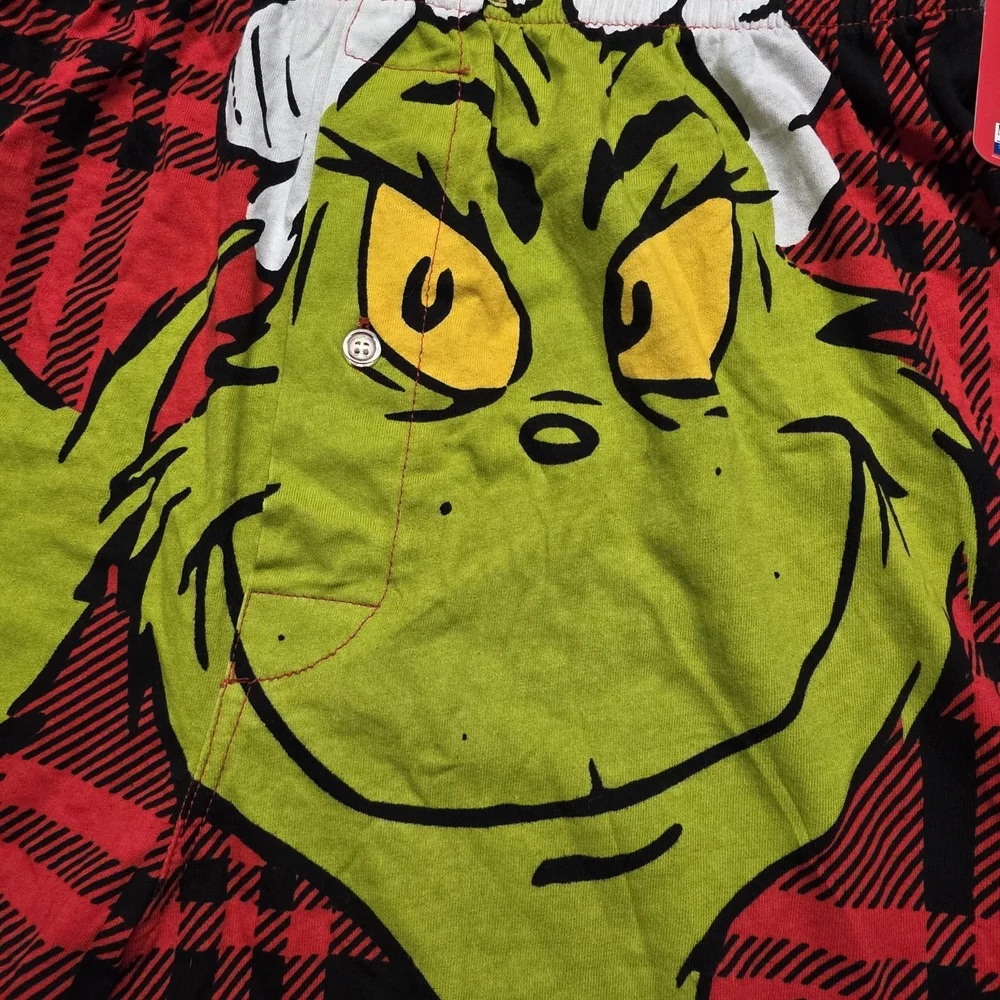 Dr. Seuss Grinch Plaid Boxers - Red and Green